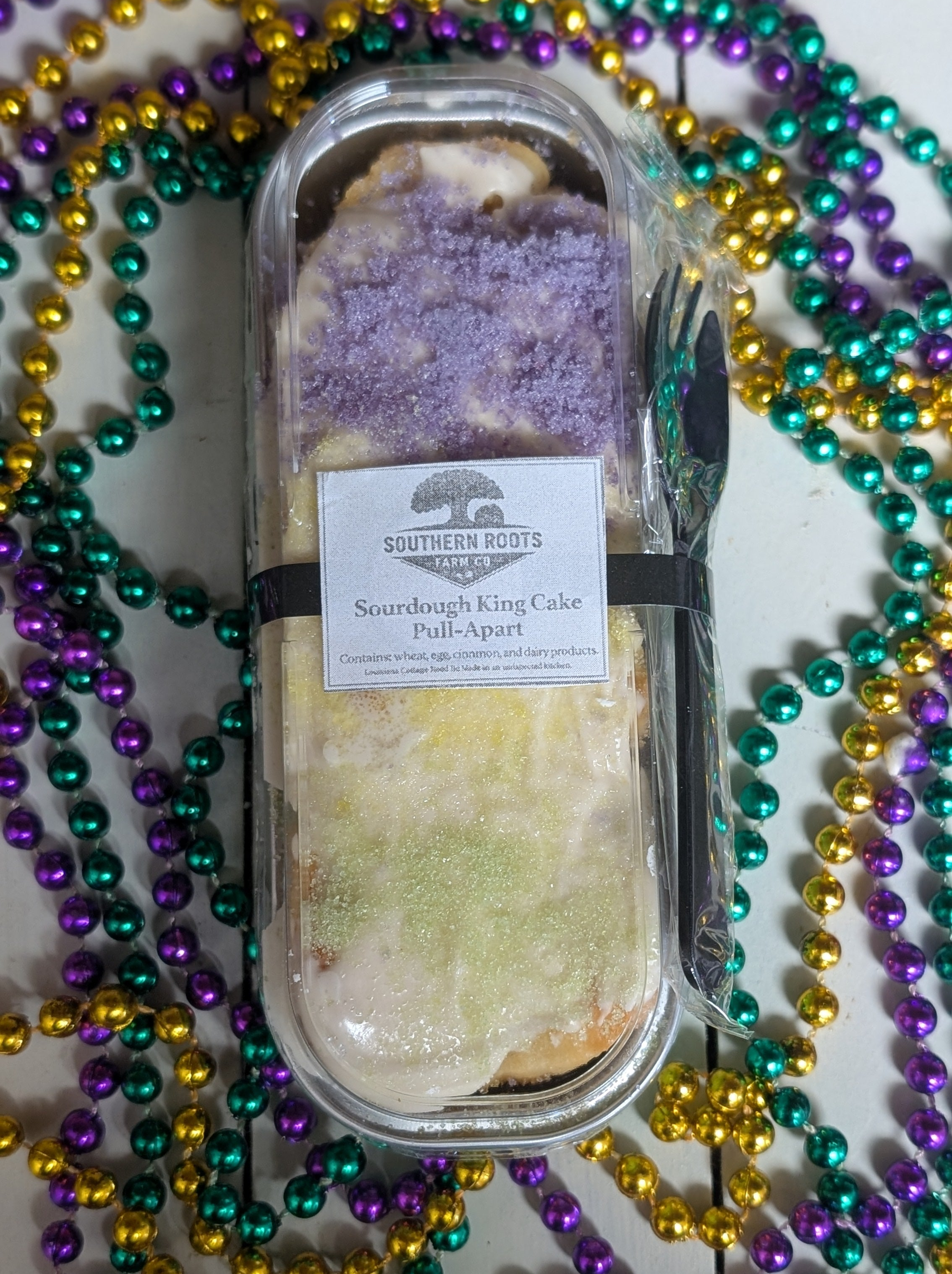Sourdough King Cake Pull-Apart (Dye-Free Sprinkles)