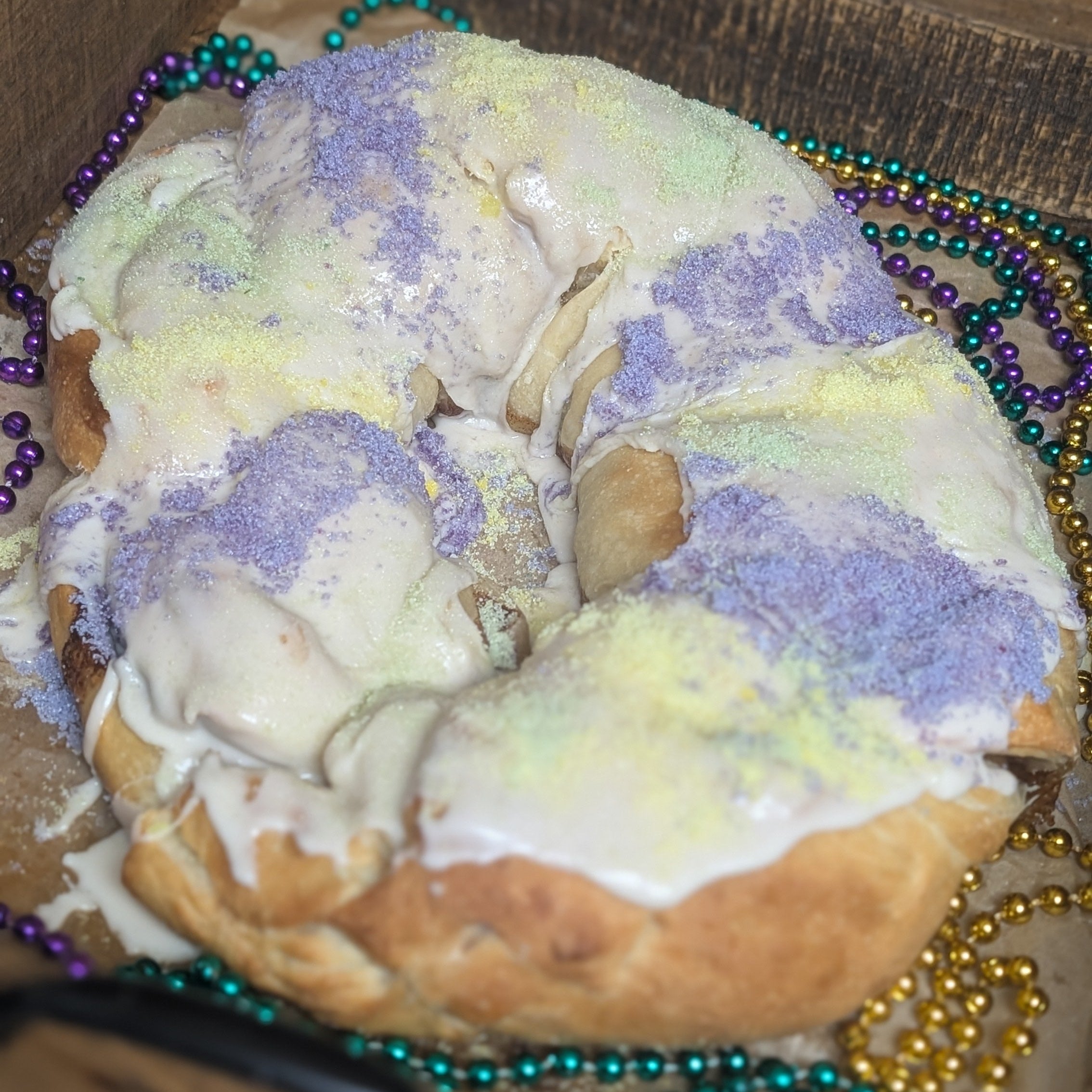 Sourdough King Cake (Dye-Free Sprinkles)
