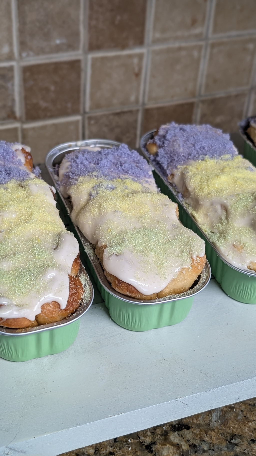 Sourdough King Cake Pull-Apart (Dye-Free Sprinkles)