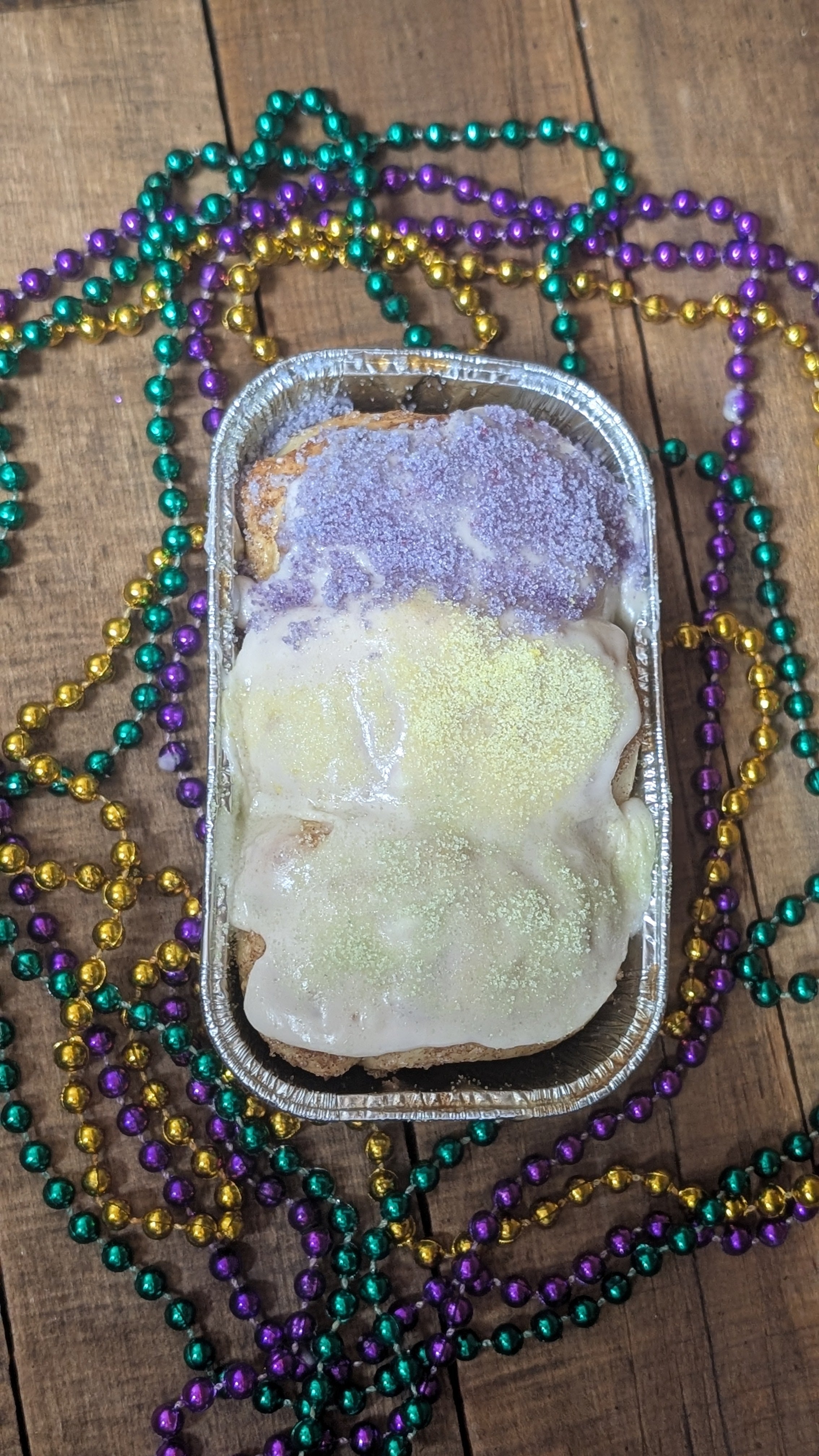 Sourdough King Cake Pull-Apart (Dye-Free Sprinkles)
